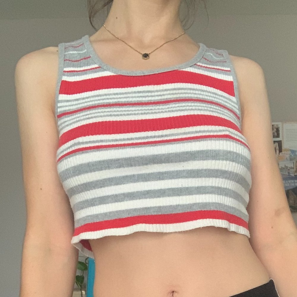 Striped Crop Knit Top